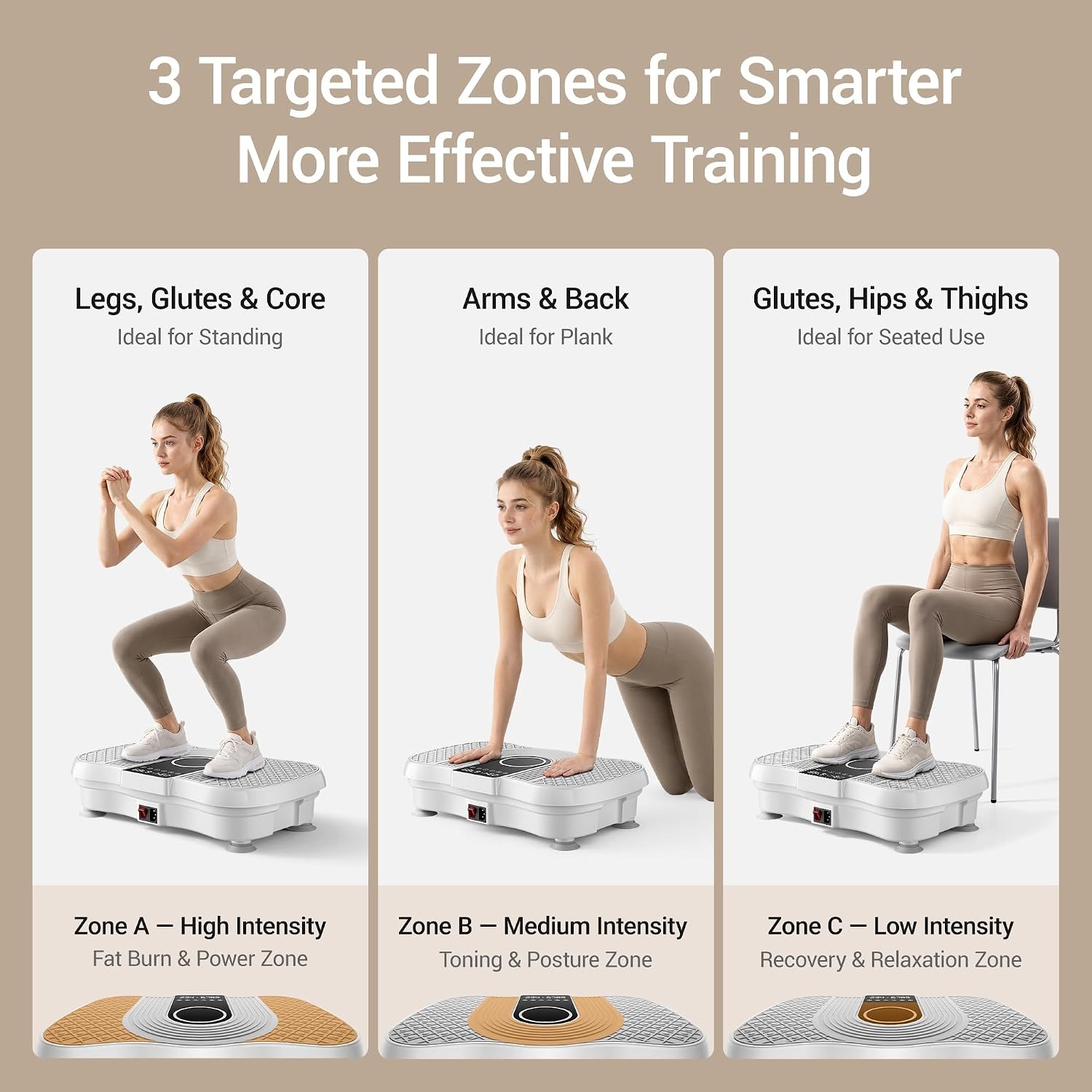 image:imageVibration Plate Exercise Machine 450lbs Capacity Full Body Shaker PlatformOffWhite