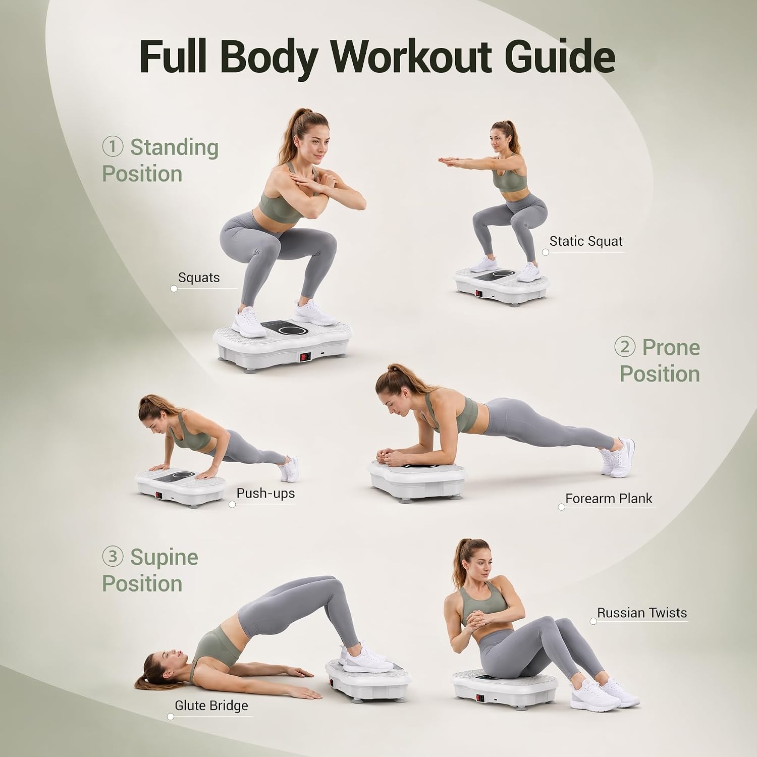image:imageVibration Plate Exercise Machine 450lbs Capacity Full Body Shaker PlatformWhite