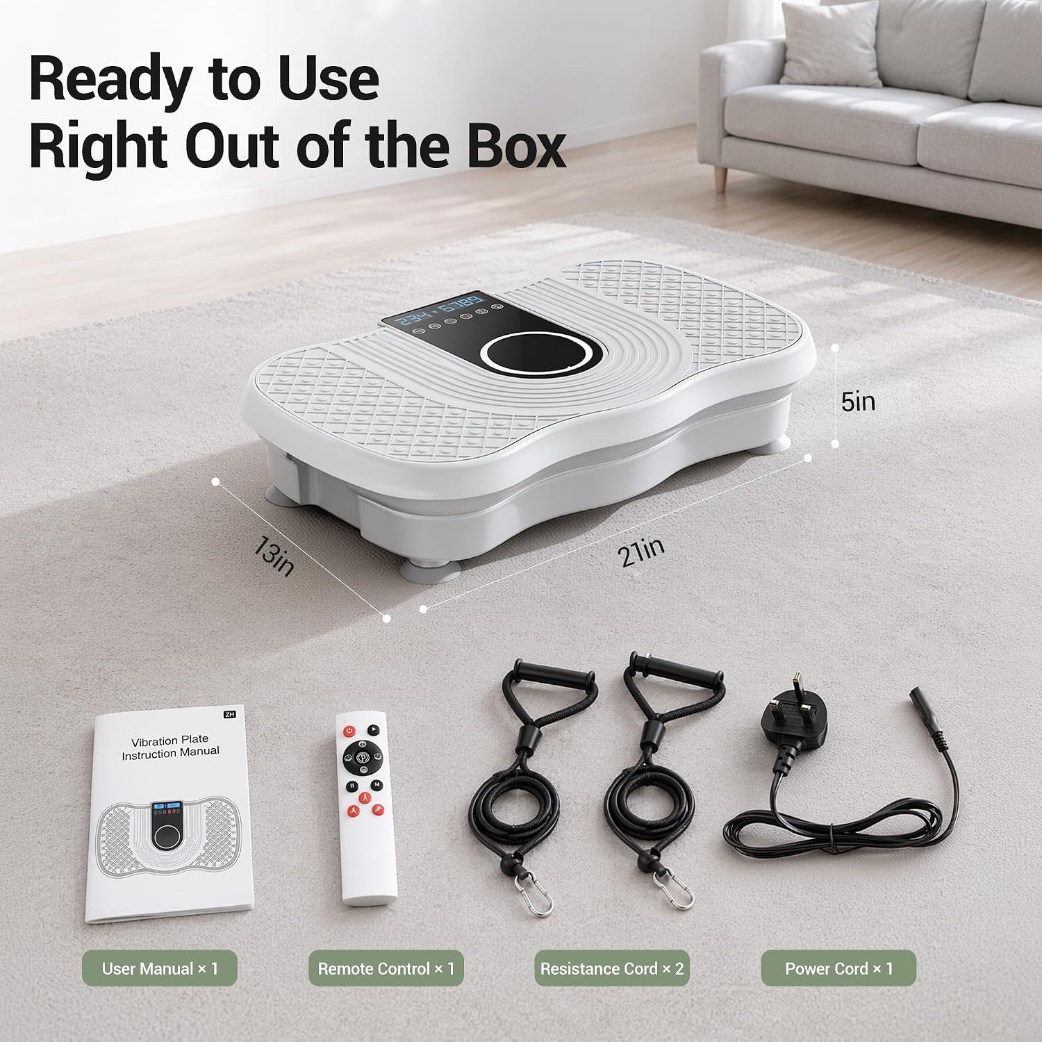 image:imageVibration Plate Exercise Machine 450lbs Capacity Full Body Shaker PlatformWhite