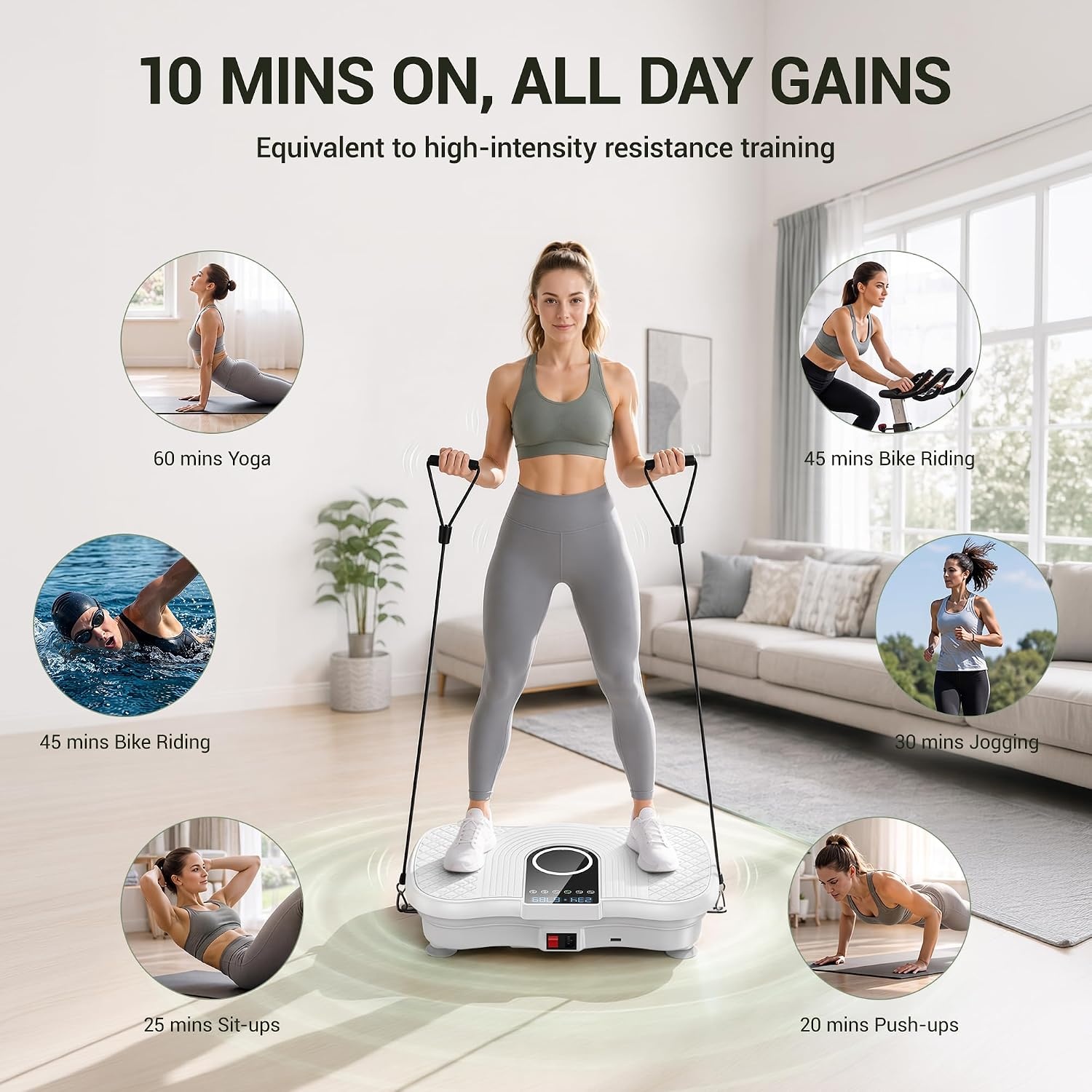image:imageVibration Plate Exercise Machine 450lbs Capacity Full Body Shaker PlatformWhite