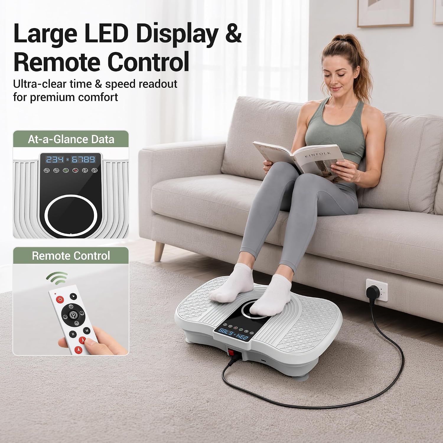 image:imageVibration Plate Exercise Machine 450lbs Capacity Full Body Shaker PlatformWhite