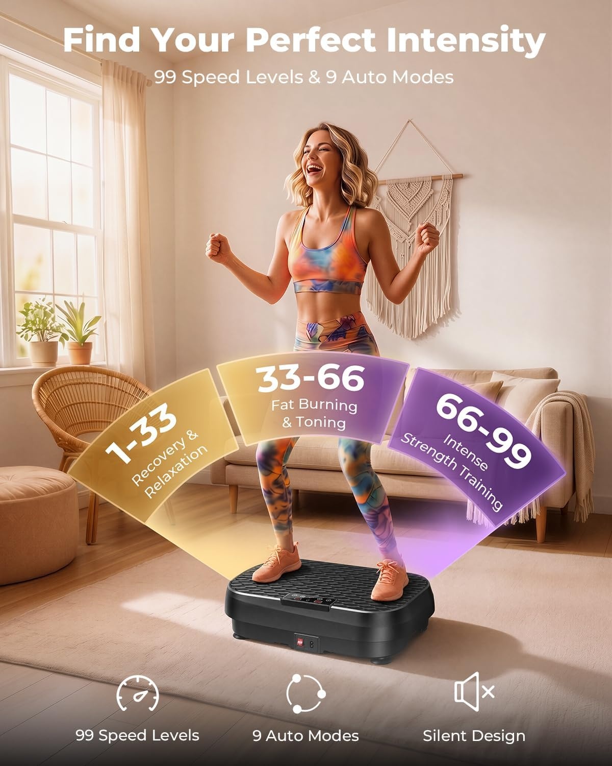 image:imageVibration Plate Exercise Machine Vibration Plate for Lymphatic Drainage 99 Speeds amp 9 Programs 330 LBS Capacity 200W Whole Body Workout Equipment for Home Gym FitnessBlack