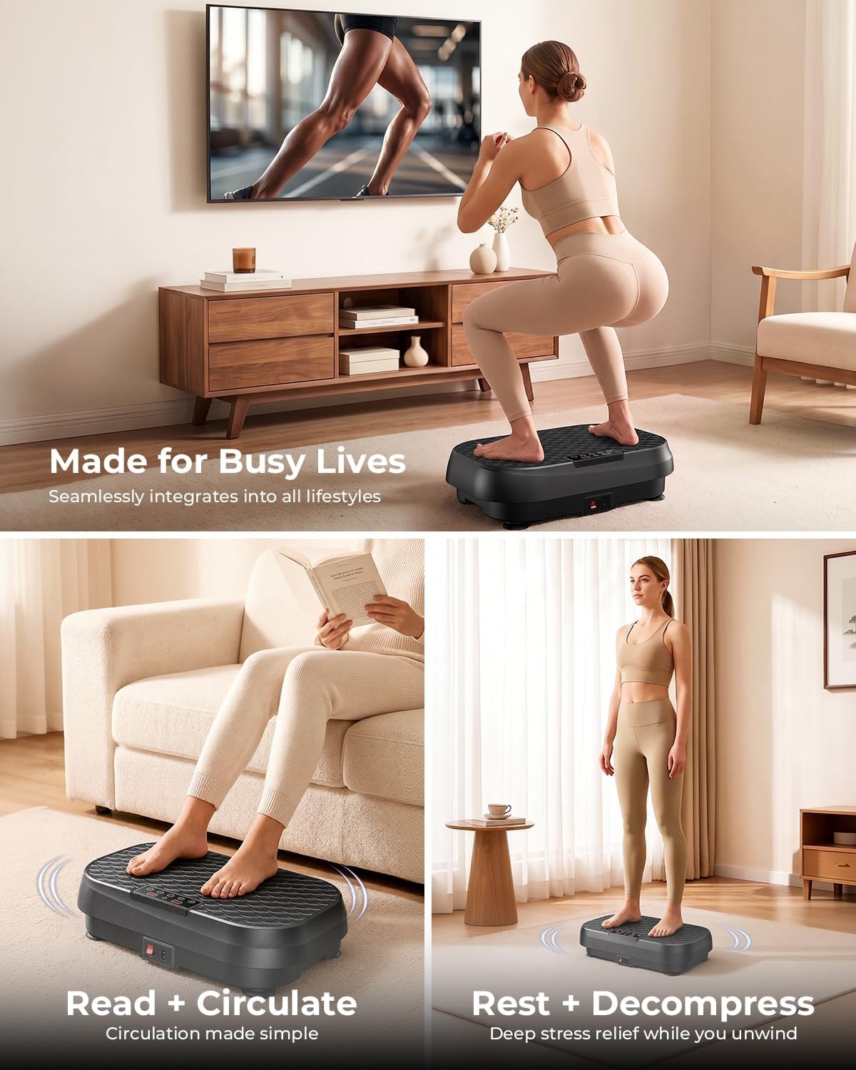 image:imageVibration Plate Exercise Machine Vibration Plate for Lymphatic Drainage 99 Speeds amp 9 Programs 330 LBS Capacity 200W Whole Body Workout Equipment for Home Gym FitnessBlack