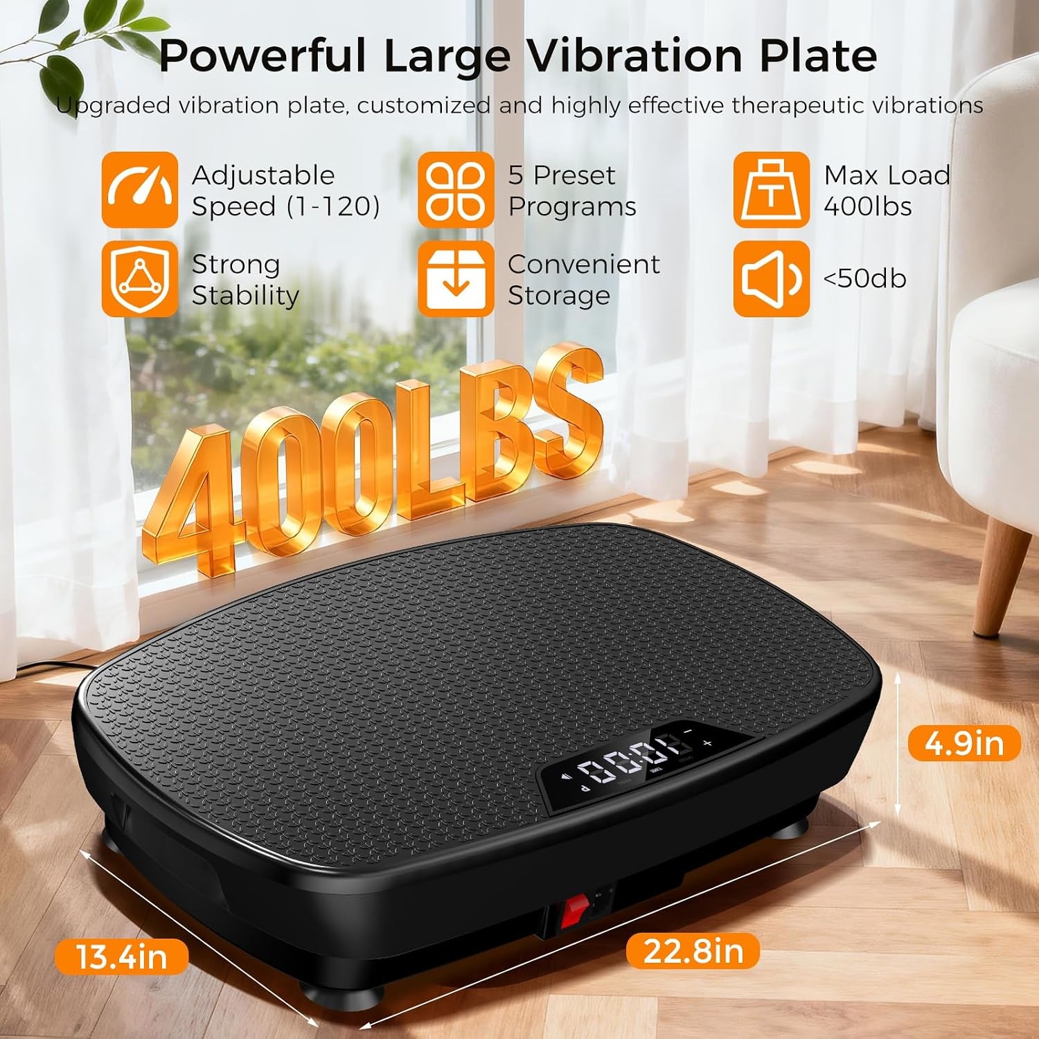 image:imageVibration Plate Exercise Machine Vibration Plate for Lymphatic Drainage with Bluetooth 400 Lbs Capacity 120 Speeds Vibration Plate Machine Fitness Equipment for Strength Toning amp Fat Loss