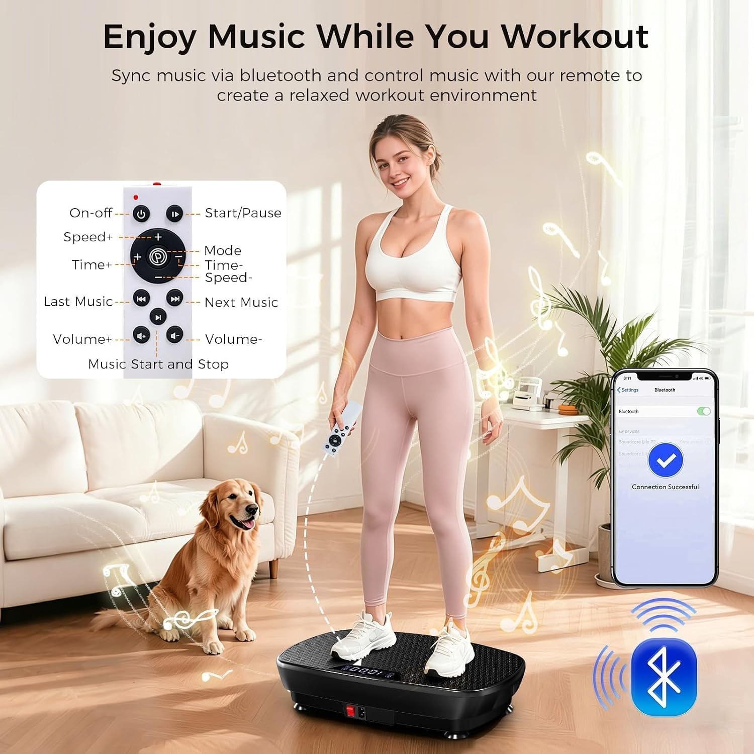 image:imageVibration Plate Exercise Machine Vibration Plate for Lymphatic Drainage with Bluetooth 400 Lbs Capacity 120 Speeds Vibration Plate Machine Fitness Equipment for Strength Toning amp Fat Loss