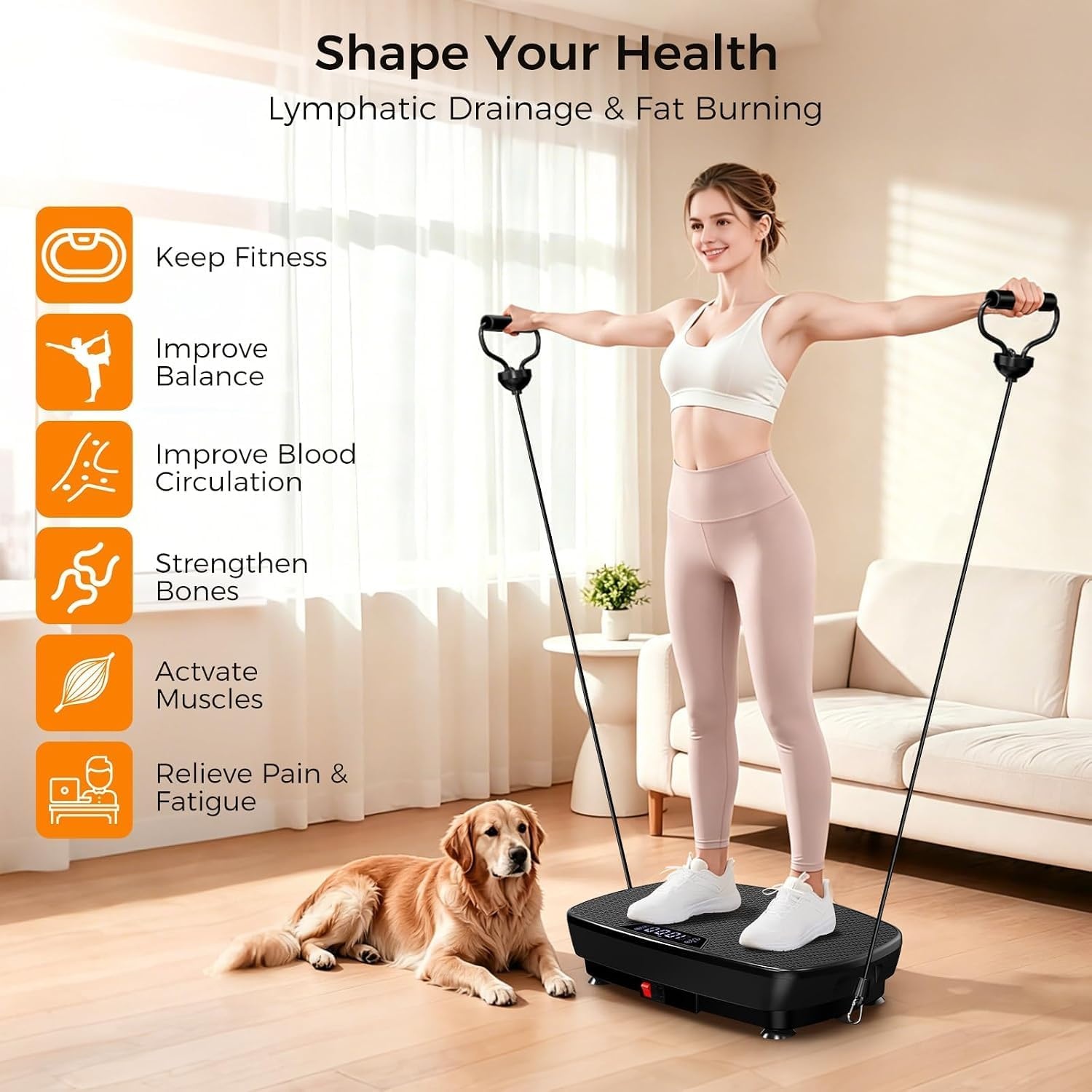 image:imageVibration Plate Exercise Machine Vibration Plate for Lymphatic Drainage with Bluetooth 400 Lbs Capacity 120 Speeds Vibration Plate Machine Fitness Equipment for Strength Toning amp Fat Loss