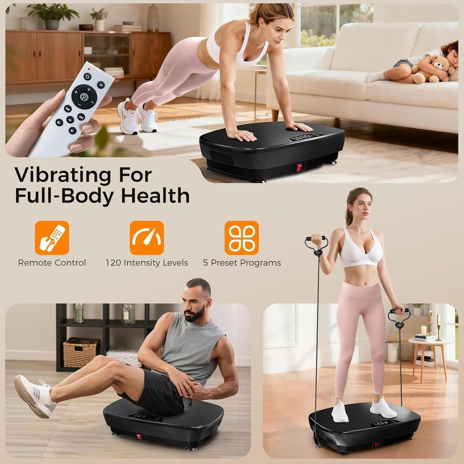 image:imageVibration Plate Exercise Machine Vibration Plate for Lymphatic Drainage with Bluetooth 400 Lbs Capacity 120 Speeds Vibration Plate Machine Fitness Equipment for Strength Toning amp Fat Loss