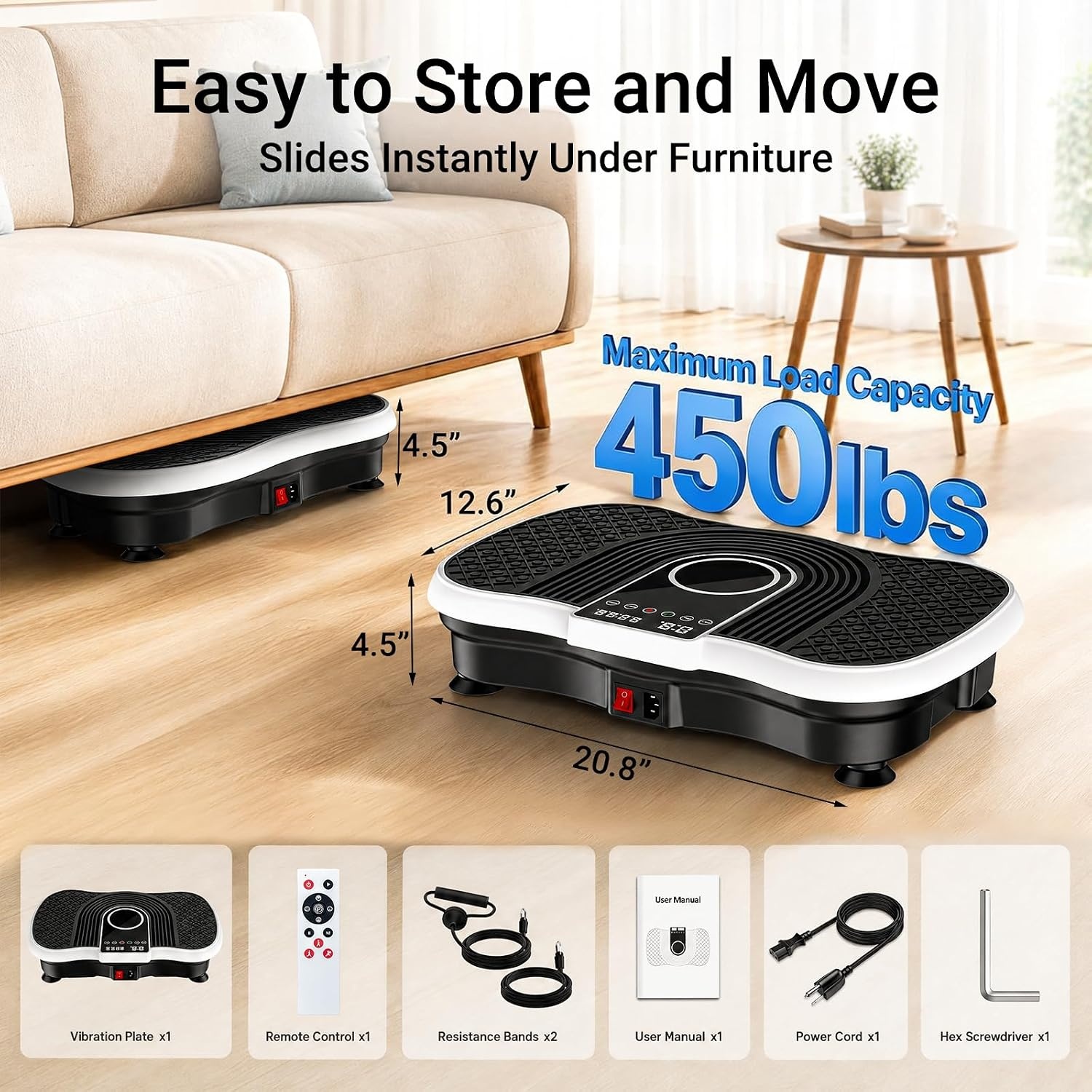 image:imageVibration Plate Exercise Machine Whole Body Vibration PlatformBright Black and White