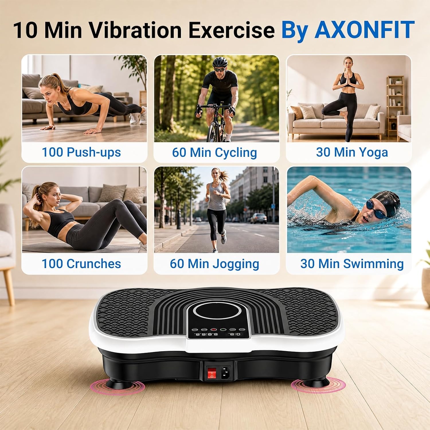 image:imageVibration Plate Exercise Machine Whole Body Vibration PlatformBright Black and White