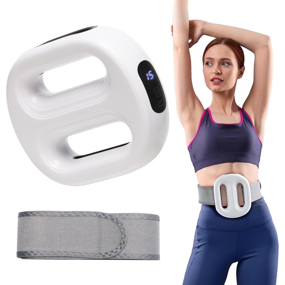 image:imageVibration Plate with Extended Battery Portable Cordless Massager for Weight Loss amp Lymphatic Drainage Full Body Fascia Ring with Belt Gift for WomenWhite