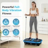 OLIXIS Vibration Plate Exercise Machine with 9 Auto Modes, Full Body Workout Vibrating Platform with LED Touch Screen & Pull Ropes for Weight Loss, Home Gym Fitness Equipment for Women Men(Navy)