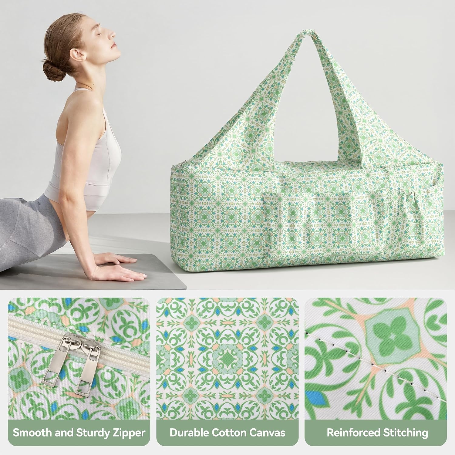 image:imageBOULDER BEE Yoga Mat Bag with Wet Pocket Large Yoga Mat Carrier Fits All Your Stuff Personalized Yoga Gifts Gym Tote Bag for WomenGreen