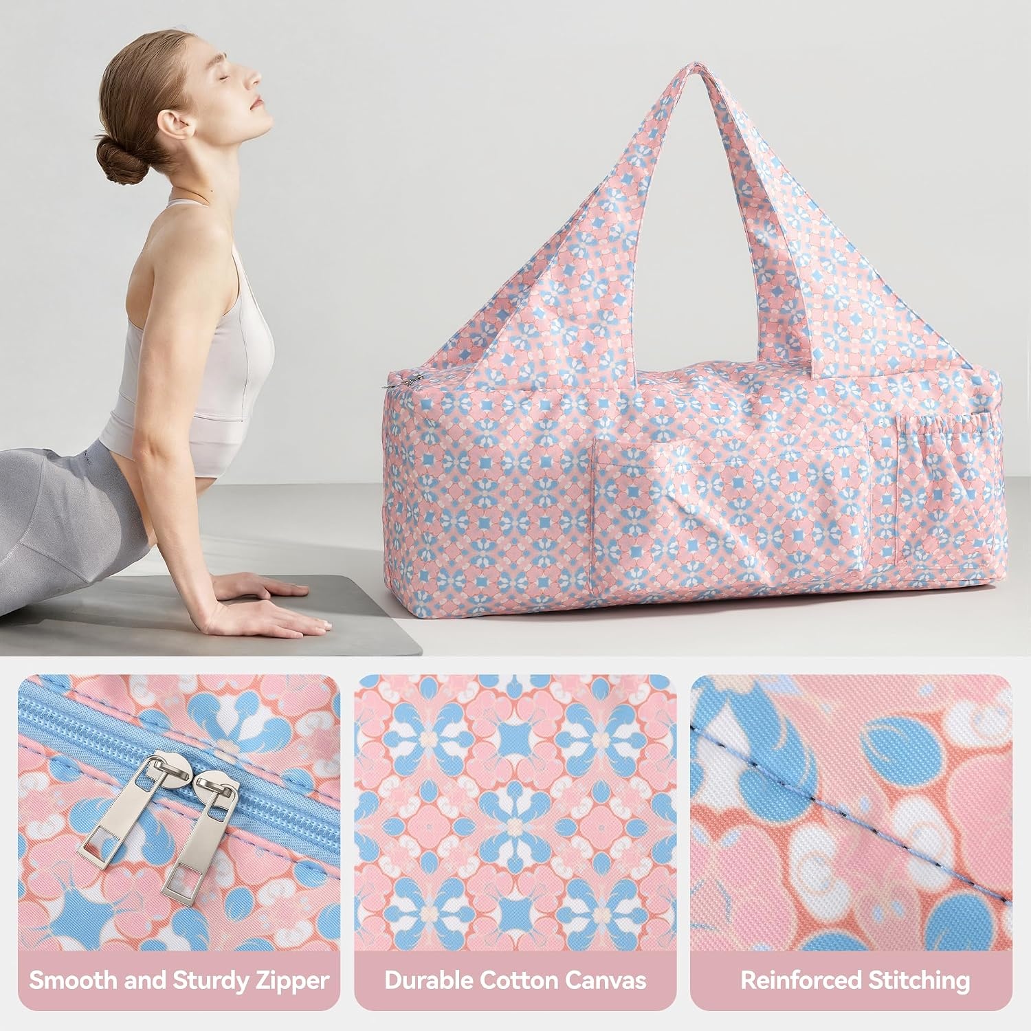 image:imageBOULDER BEE Yoga Mat Bag with Wet Pocket Large Yoga Mat Carrier Fits All Your Stuff Personalized Yoga Gifts Gym Tote Bag for WomenPink