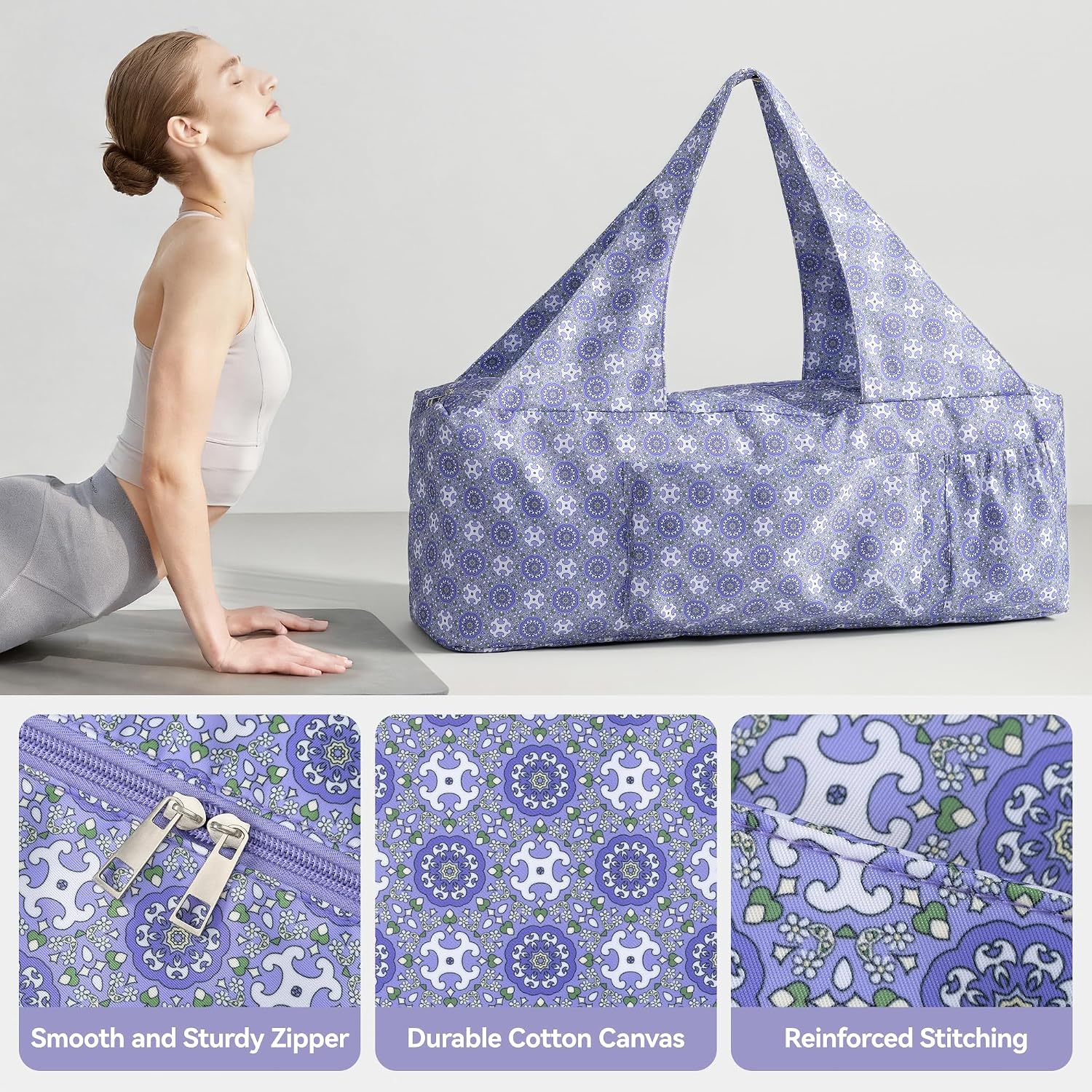 image:imageBOULDER BEE Yoga Mat Bag with Wet Pocket Large Yoga Mat Carrier Fits All Your Stuff Personalized Yoga Gifts Gym Tote Bag for WomenPurple