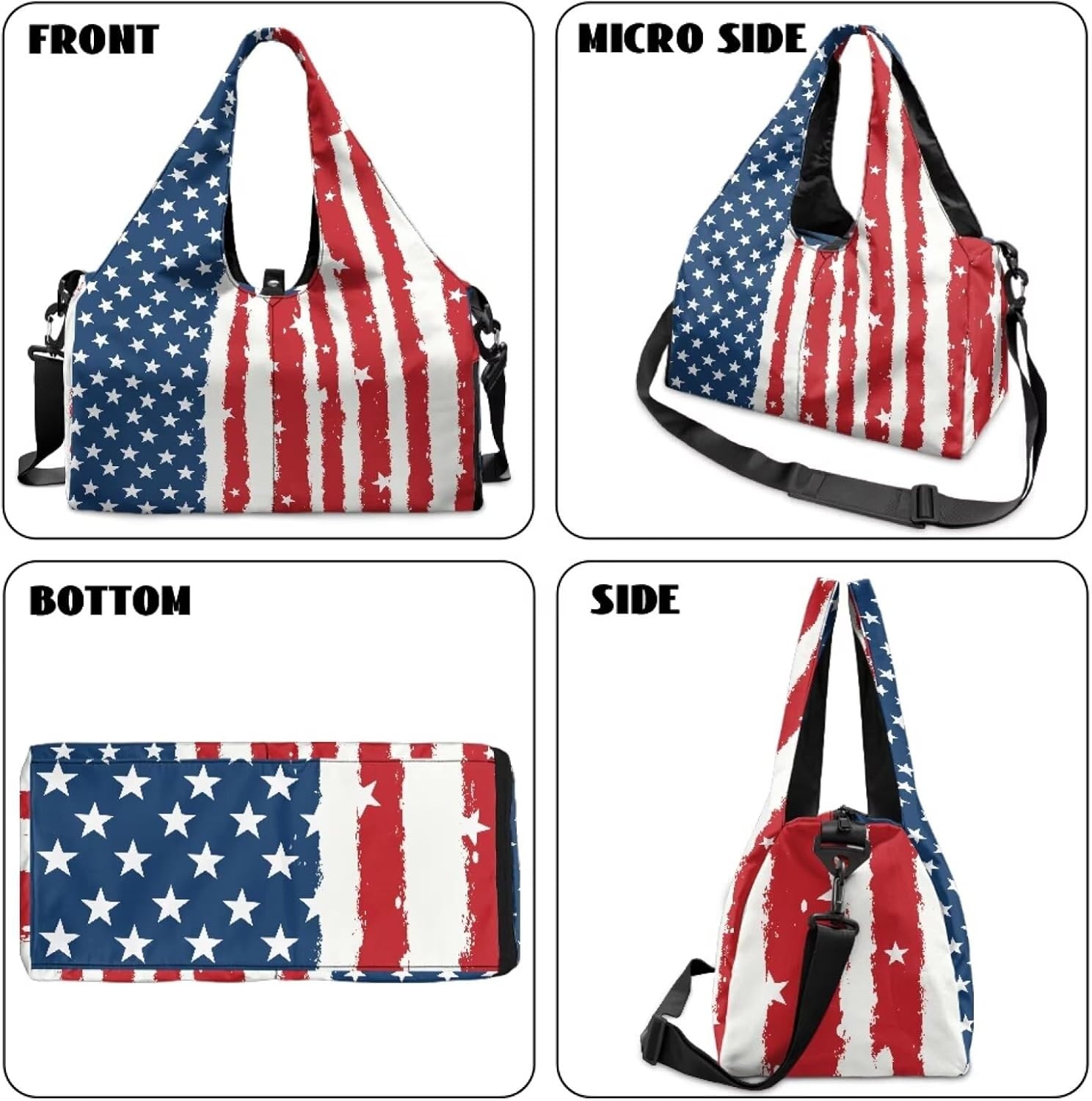 image:imageGym Bag with Shoe Compartment for Women Men Large Capacity Yoga Mat Bag Fashion Workout Travel Yoga Mat HolderAmerican Flag