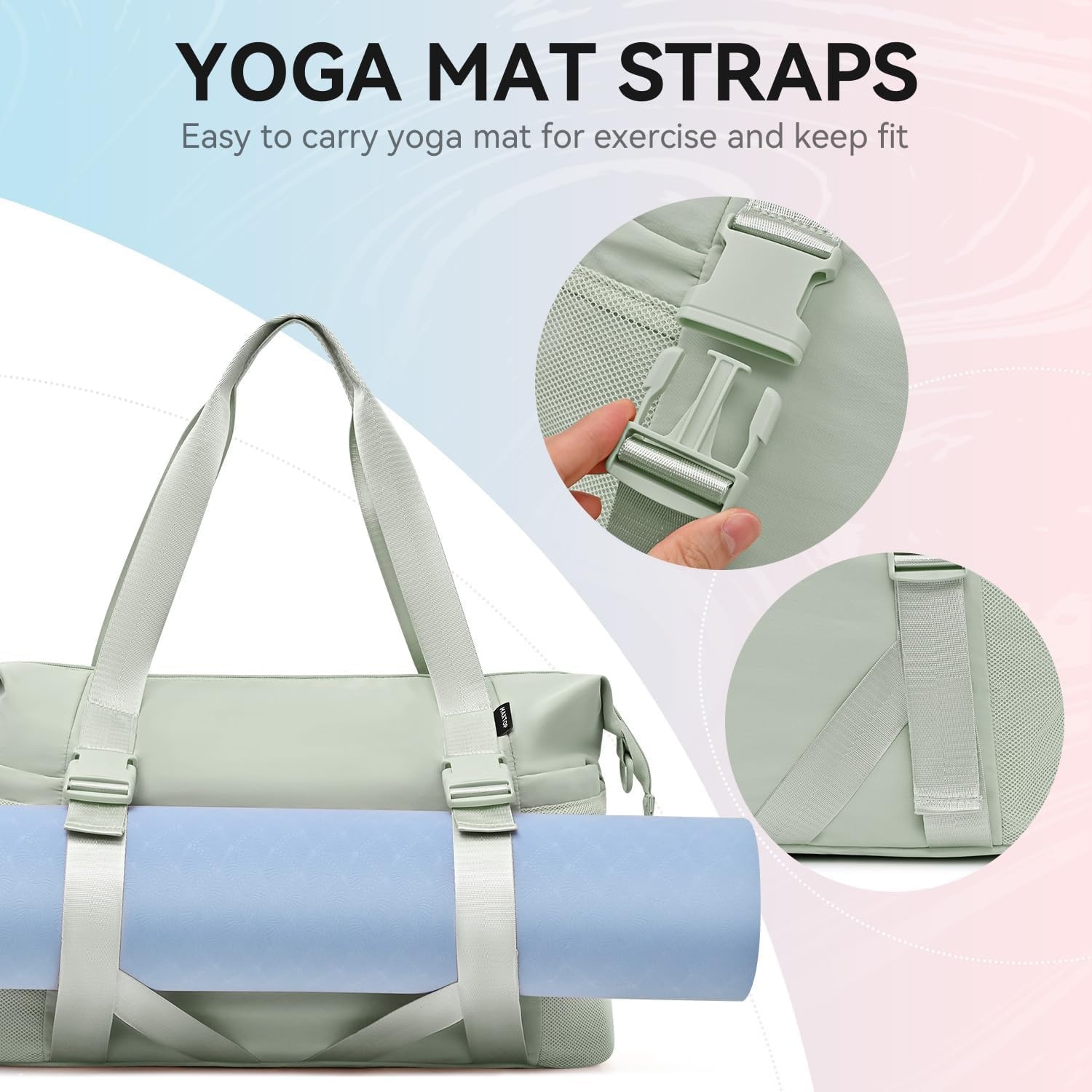 image:imageMAXTOP Womens Yoga Bag with Shoe PouchTravel Bag for Gym Workout DailyGreen