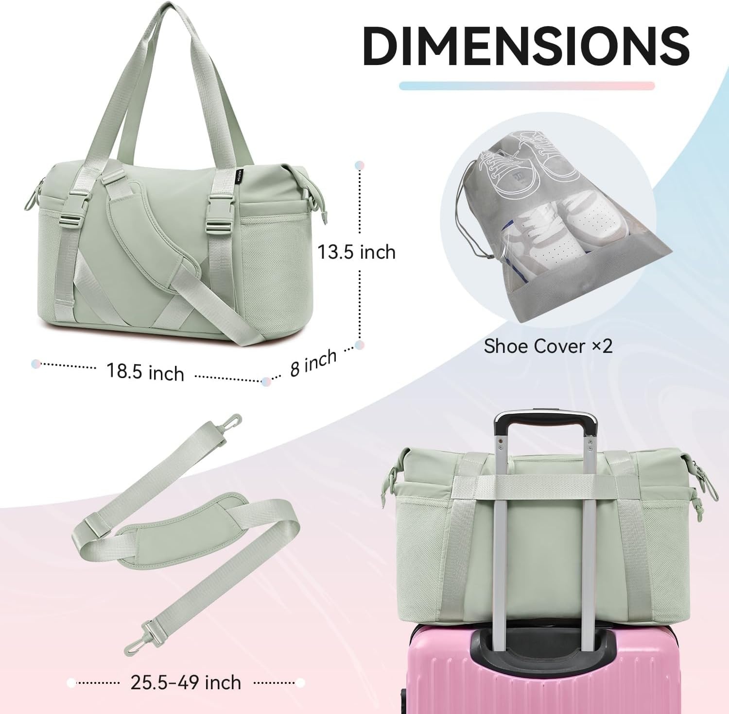 image:imageMAXTOP Womens Yoga Bag with Shoe PouchTravel Bag for Gym Workout DailyGreen