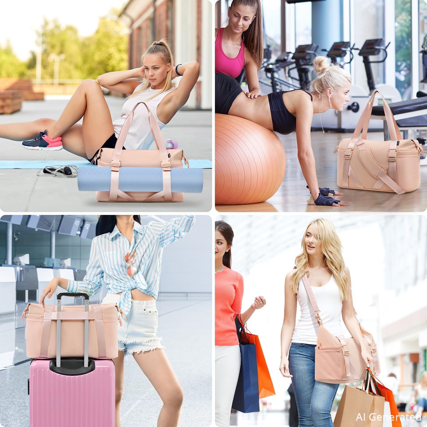 image:imageMAXTOP Womens Yoga Bag with Shoe PouchTravel Bag for Gym Workout DailyPink