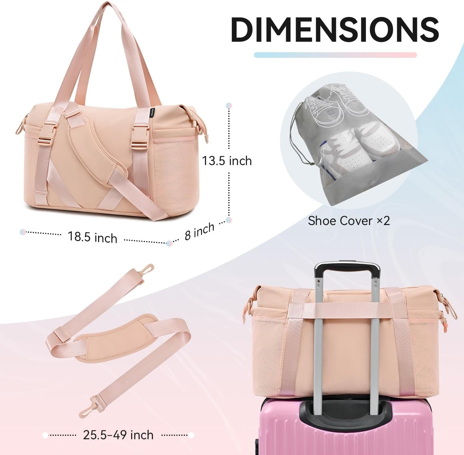 image:imageMAXTOP Womens Yoga Bag with Shoe PouchTravel Bag for Gym Workout DailyPink