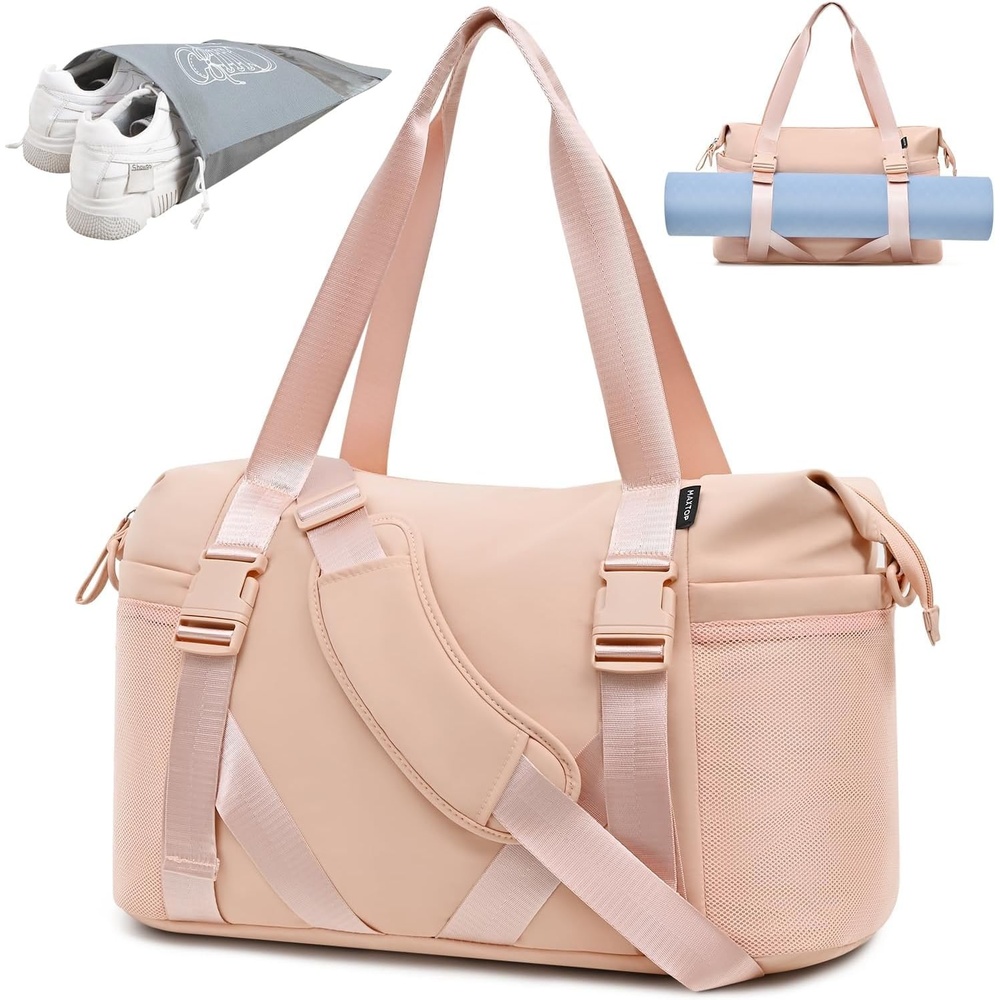 image:imageMAXTOP Womens Yoga Bag with Shoe PouchTravel Bag for Gym Workout DailyPink