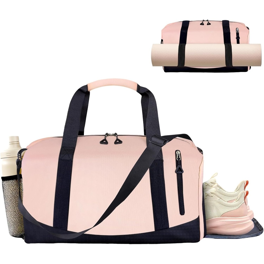 image:imageYoga Mat Bag Gym Workout Bag with Water Bottle Pocket Pilates Bag for Women with Wet amp Dry Pocket Yoga Bags and Carriers Fits All Your Stuff Yoga Tote Bag for Sports Travel OfficePink