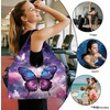 Gym Bag with Shoe Compartment for Women Men Large Capacity Yoga Mat Bag Fashion Workout Travel Yoga Mat Holder(Galaxy Butterfly)