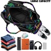 Gym Bag with Shoe Compartment for Women Men Large Capacity Yoga Mat Bag Fashion Workout Travel Yoga Mat Holder(Hemp Print)