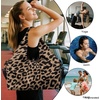 Gym Bag with Shoe Compartment for Women Men Large Capacity Yoga Mat Bag Fashion Workout Travel Yoga Mat Holder(Leopard Print)