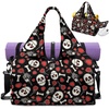 Gym Bag with Shoe Compartment for Women Men Large Capacity Yoga Mat Bag Fashion Workout Travel Yoga Mat Holder(Heart Skull)