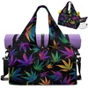 Gym Bag with Shoe Compartment for Women Men Large Capacity Yoga Mat Bag Fashion Workout Travel Yoga Mat Holder(Hemp Print)