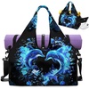 Gym Bag with Shoe Compartment for Women Men Large Capacity Yoga Mat Bag Fashion Workout Travel Yoga Mat Holder(Neon Dolphin)