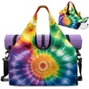 Gym Bag with Shoe Compartment for Women Men Large Capacity Yoga Mat Bag Fashion Workout Travel Yoga Mat Holder(Tie-Dye Print)