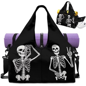 Gym Bag with Shoe Compartment for Women Men Large Capacity Yoga Mat Bag Fashion Workout Travel Yoga Mat Holder(Funny Skeleton)