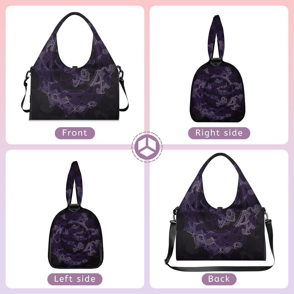 image:imageBoho Flowers Yoga Gym Bag for Women Men with Shoe Compartment Yoga Mat Bag Large Duffel Bag Sport Tote for Travel Pilates Workout Beach Office