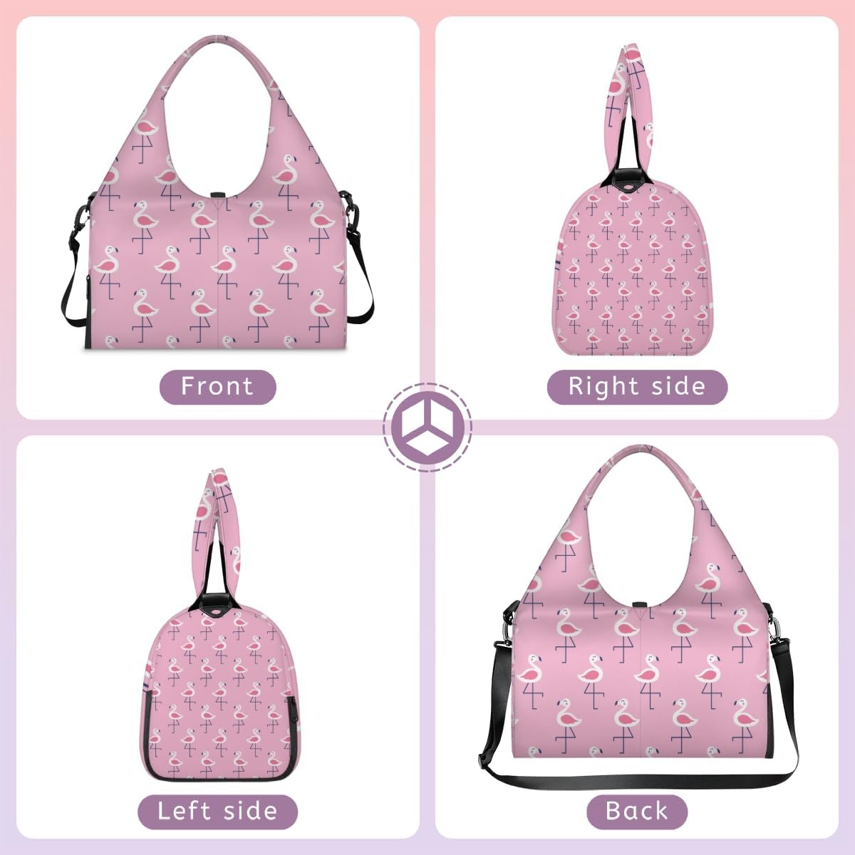 image:imagePink Flamingos Womens yoga bag with shoe compartmentadjustable and detachable shoulder strapmultifunctional yoga mat bagsuitable for travelPilates officebeachgym and exercise