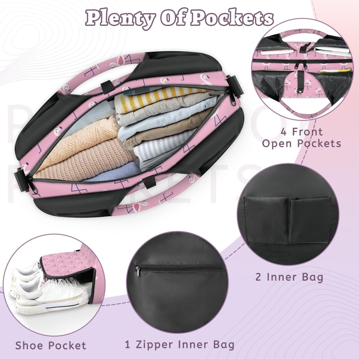 image:imagePink Flamingos Womens yoga bag with shoe compartmentadjustable and detachable shoulder strapmultifunctional yoga mat bagsuitable for travelPilates officebeachgym and exercise