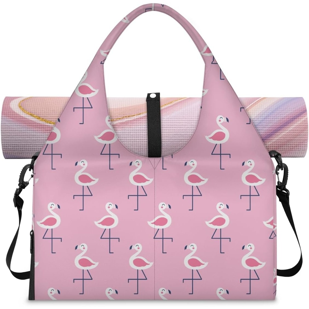 image:imagePink Flamingos Womens yoga bag with shoe compartmentadjustable and detachable shoulder strapmultifunctional yoga mat bagsuitable for travelPilates officebeachgym and exercise