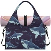 Hand Painted Sharks Yoga Gym Bag for Women Men with Shoe Compartment Yoga Mat Bag Large Duffel Bag Sport Tote for Travel Pilates Workout Beach Office