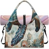 Vintage Sea Turtle Shells Yoga Gym Bag for Women Men with Shoe Compartment Yoga Mat Bag Large Duffel Bag Sport Tote for Travel Pilates Workout Beach Office