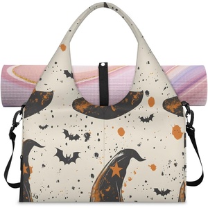 Bats Witch Hats Yoga Gym Bag for Women Men with Shoe Compartment Yoga Mat Bag Large Duffel Bag Sport Tote for Travel Pilates Workout Beach Office