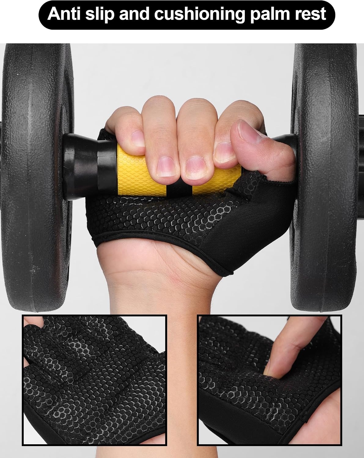 image:imageKUTOOK Weight Lifting Gloves for Women Gym Workout Gloves with Palm Protection amp Extra Grip Breathable Exercise Gloves for Men FitnessBlack02