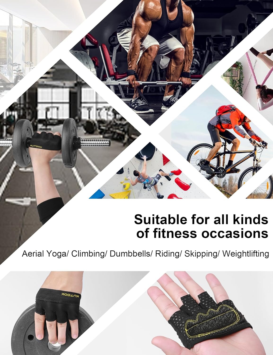 image:imageKUTOOK Weight Lifting Gloves for Women Gym Workout Gloves with Palm Protection amp Extra Grip Breathable Exercise Gloves for Men FitnessPink Purple Leopard