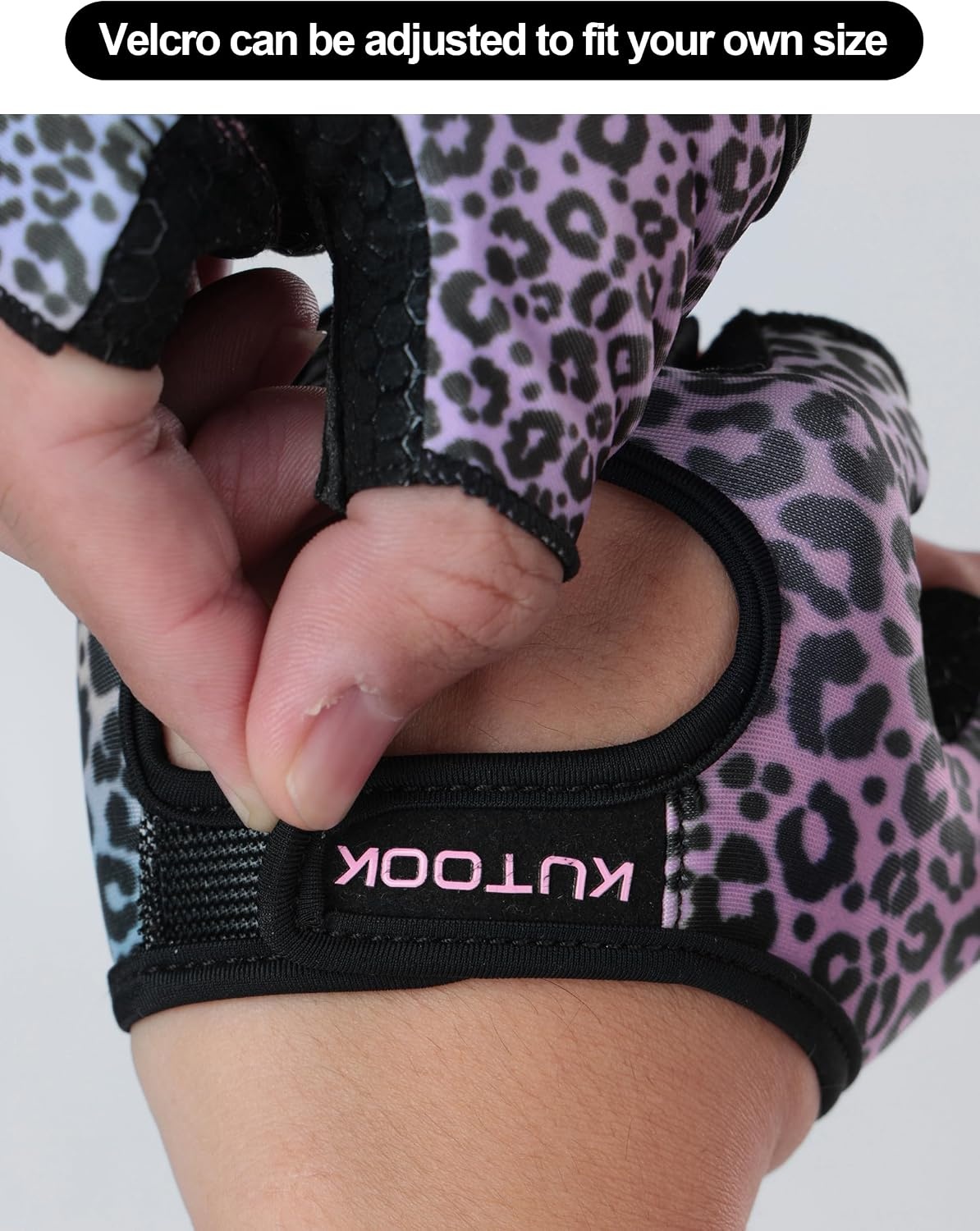 image:imageKUTOOK Weight Lifting Gloves for Women Gym Workout Gloves with Palm Protection amp Extra Grip Breathable Exercise Gloves for Men FitnessPink Purple Leopard 02