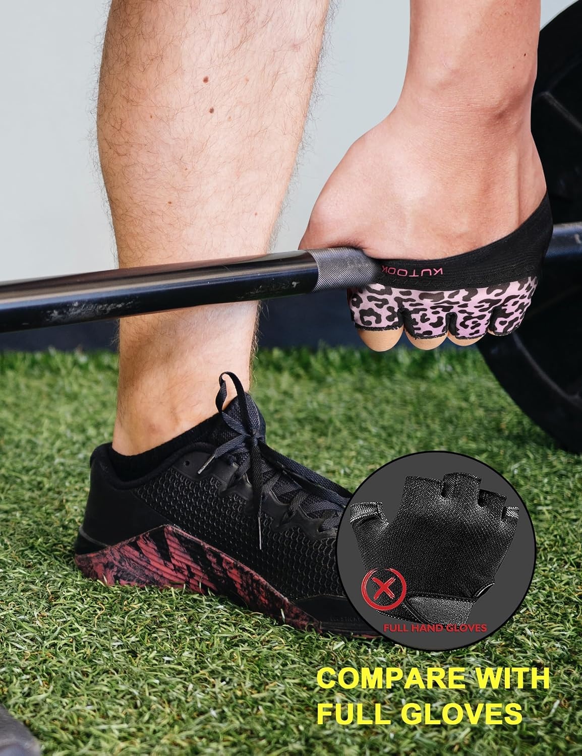 image:imageKUTOOK Weight Lifting Gloves for Women Gym Workout Gloves with Palm Protection amp Extra Grip Breathable Exercise Gloves for Men FitnessPink Purple Leopard