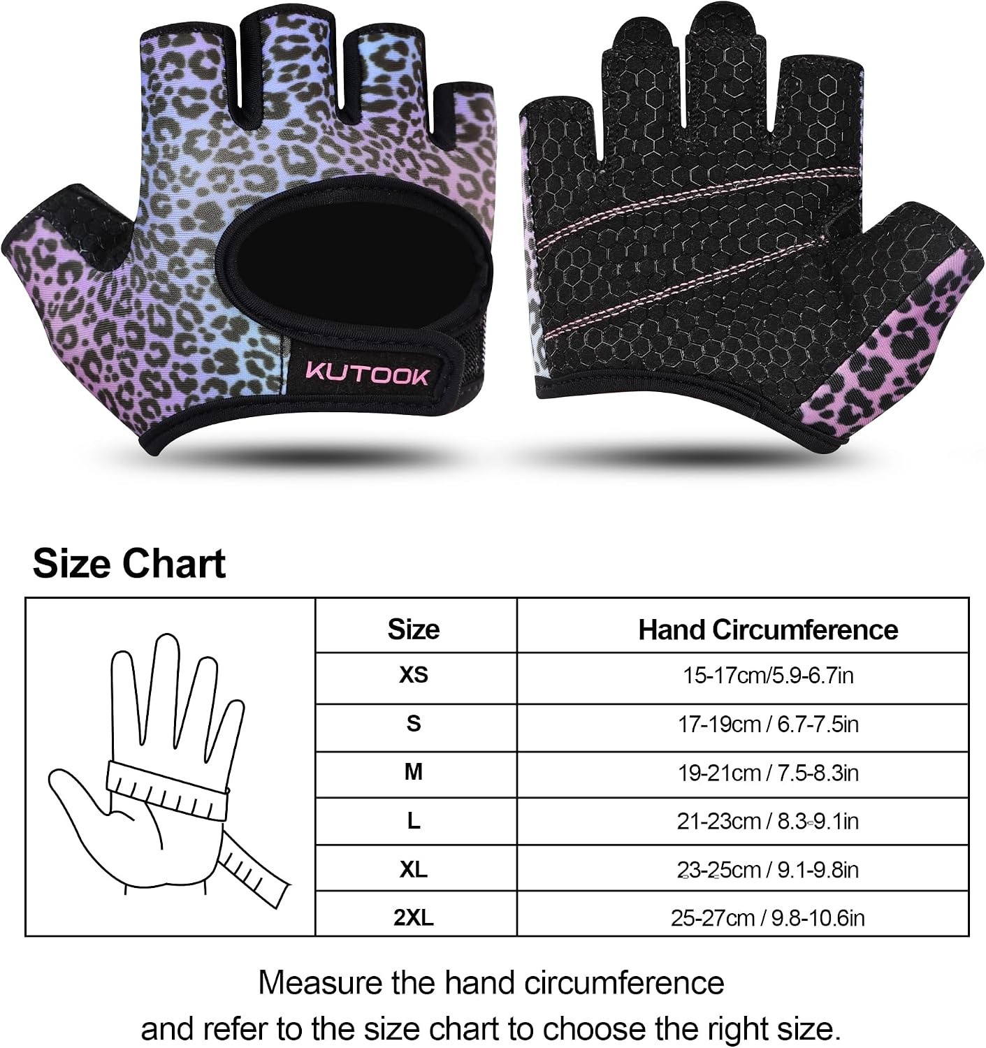 image:imageKUTOOK Weight Lifting Gloves for Women Gym Workout Gloves with Palm Protection amp Extra Grip Breathable Exercise Gloves for Men FitnessPink Purple Leopard 02