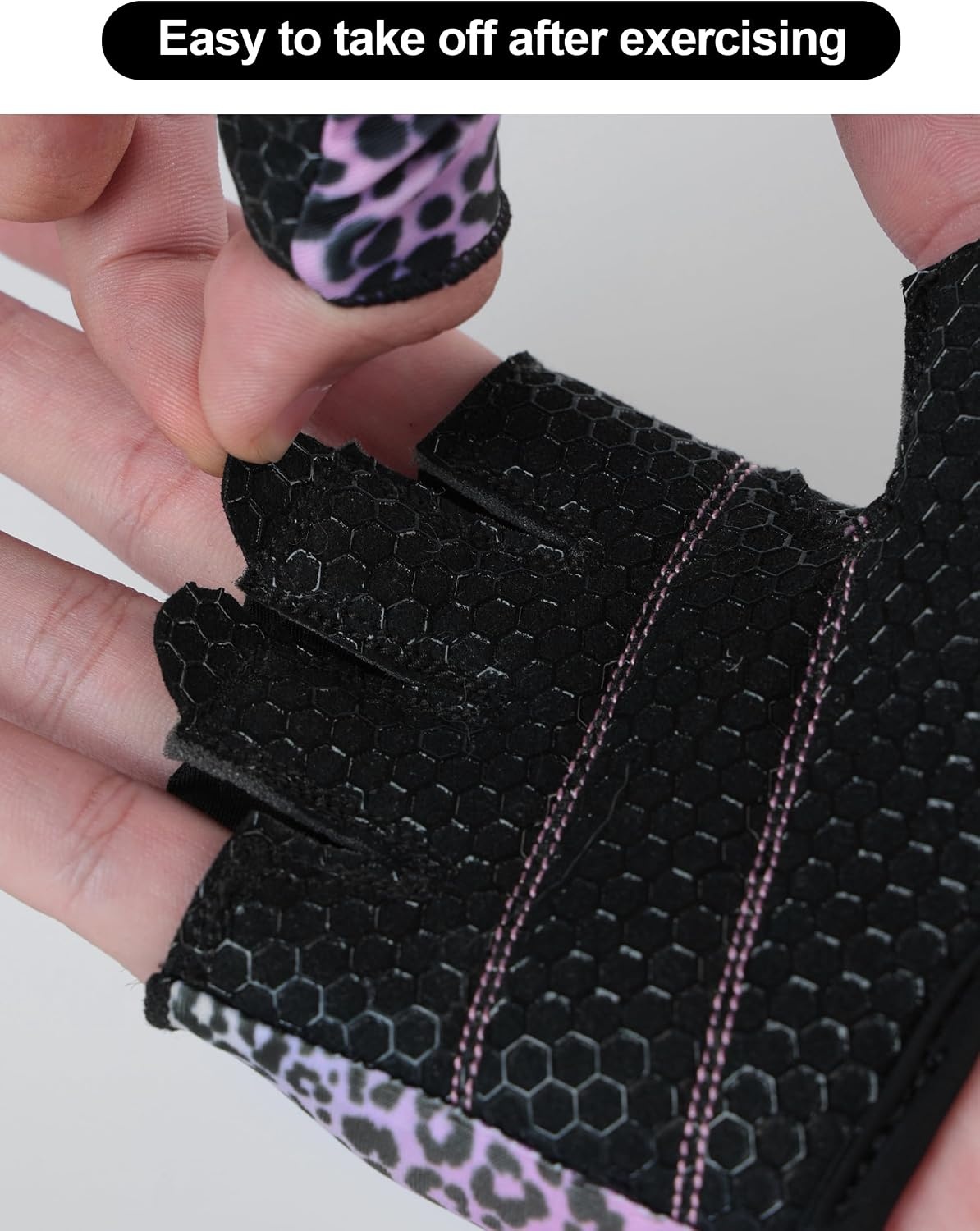 image:imageKUTOOK Weight Lifting Gloves for Women Gym Workout Gloves with Palm Protection amp Extra Grip Breathable Exercise Gloves for Men FitnessPink Purple Leopard 02