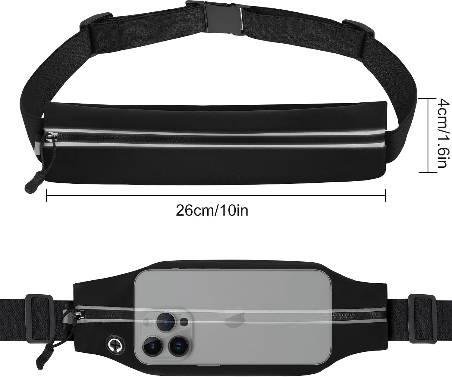 image:imageRunning Belt Fanny Pack Men and Women Slim Running Bag Money BeltBlack