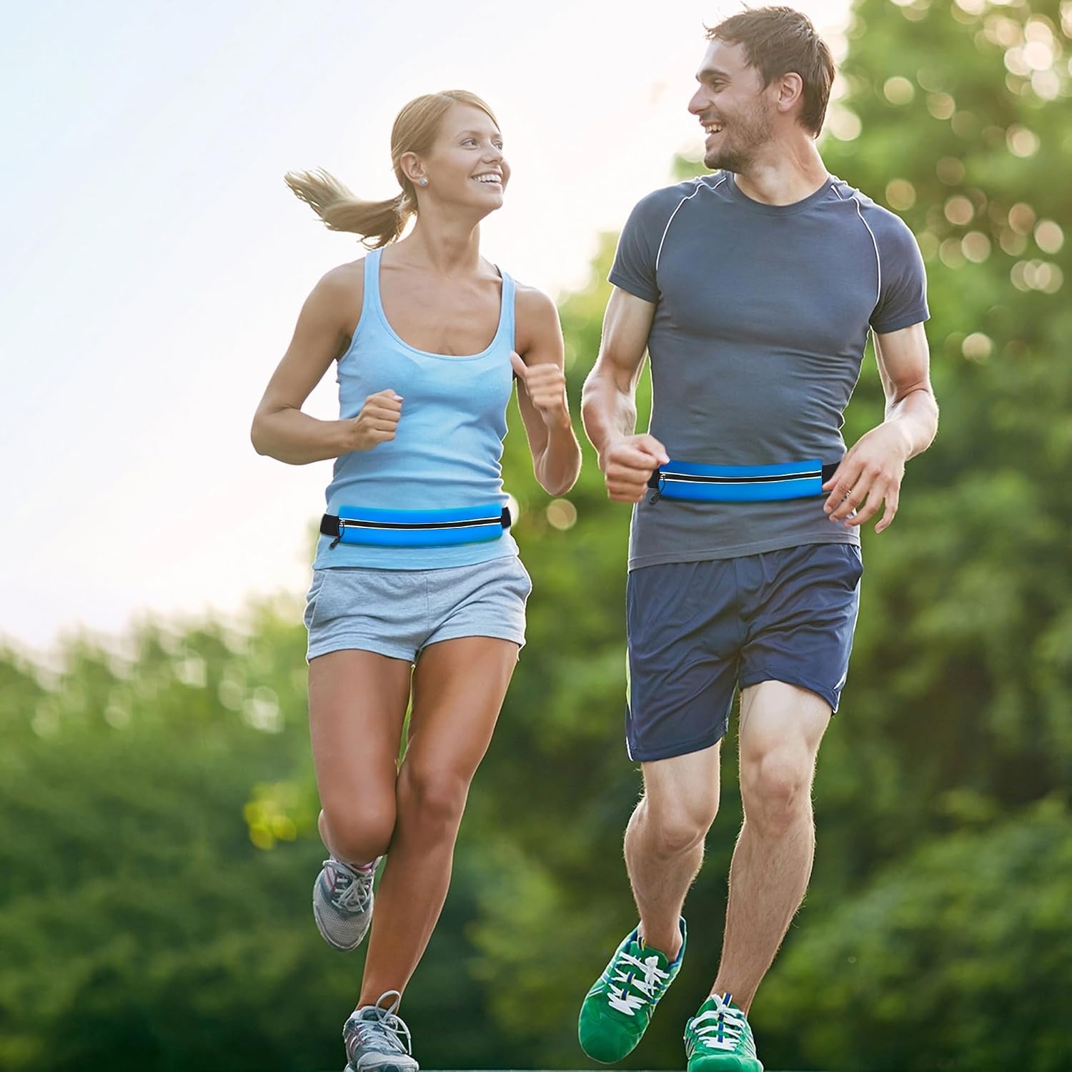 image:imageRunning Belt Fanny Pack Men and Women Slim Running Bag Money BeltBright Blue
