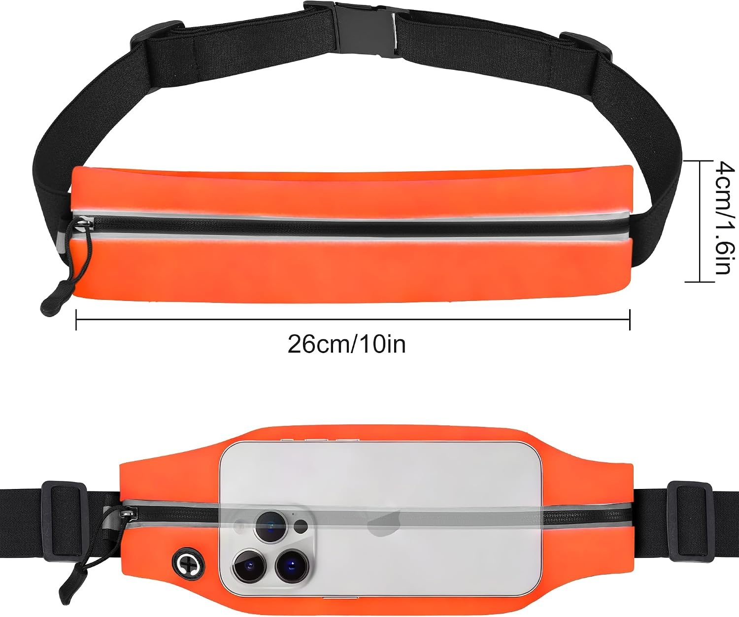 image:imageRunning Belt Fanny Pack Men and Women Slim Running Bag Money BeltBright Orange