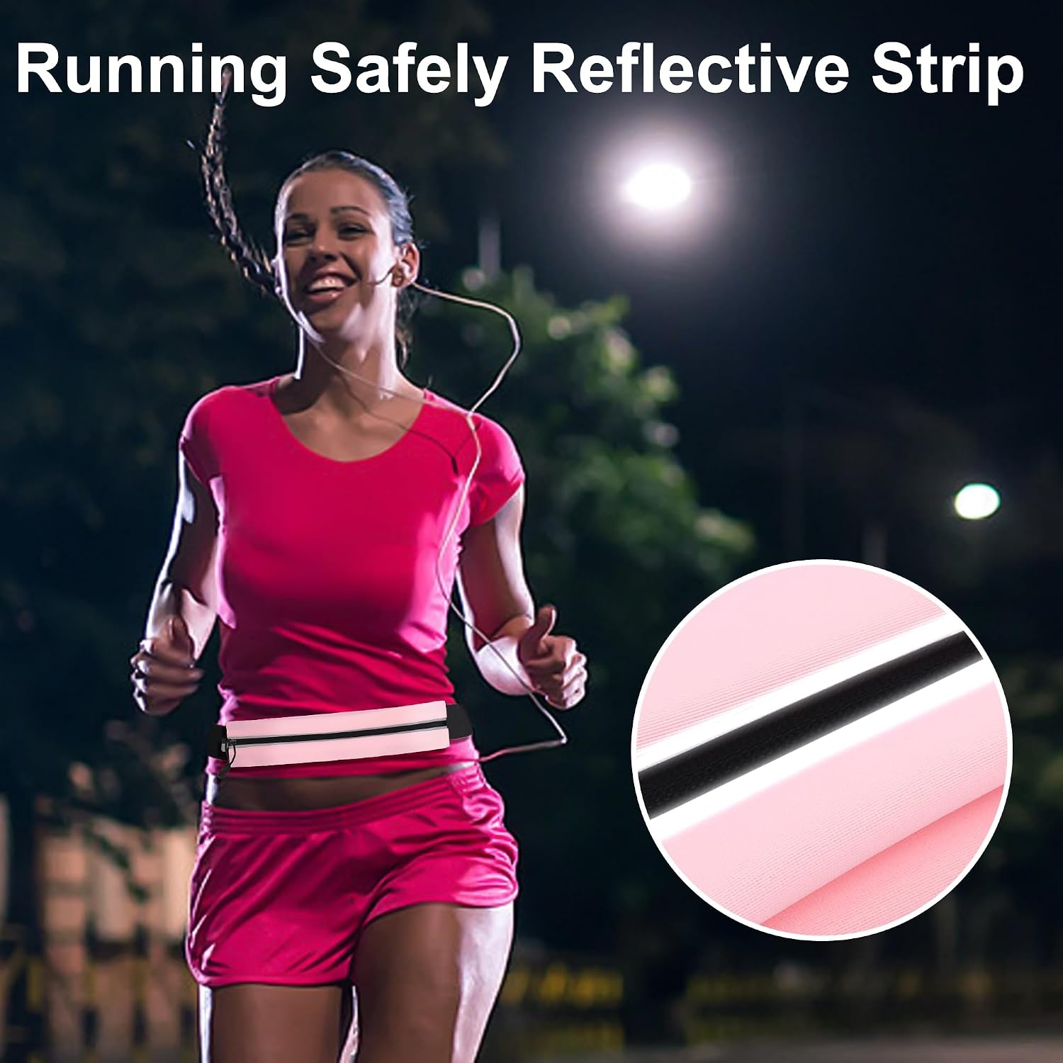 image:imageRunning Belt Fanny Pack Men and Women Slim Running Bag Money BeltPeach
